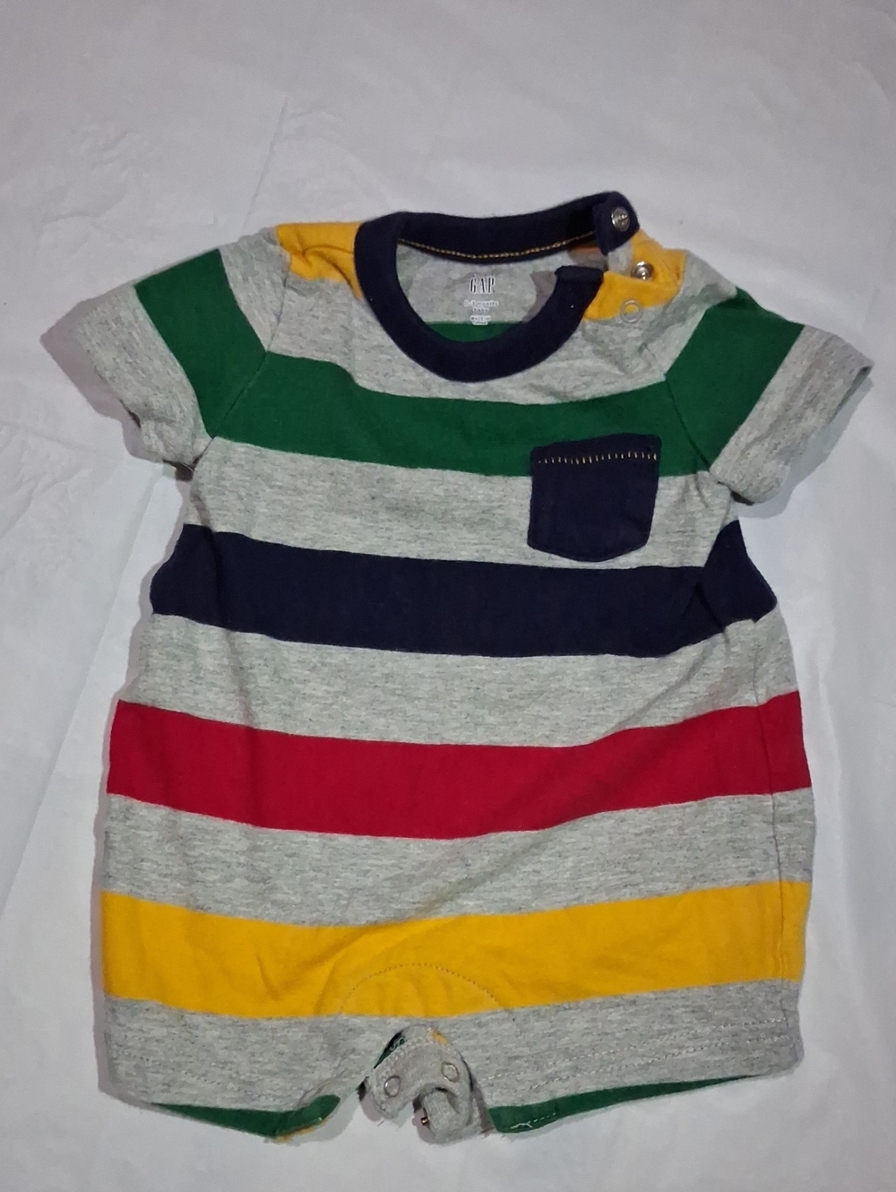 ✨ Baby GAP Multi-Color Rainbow Striped Pocket Romper ✨